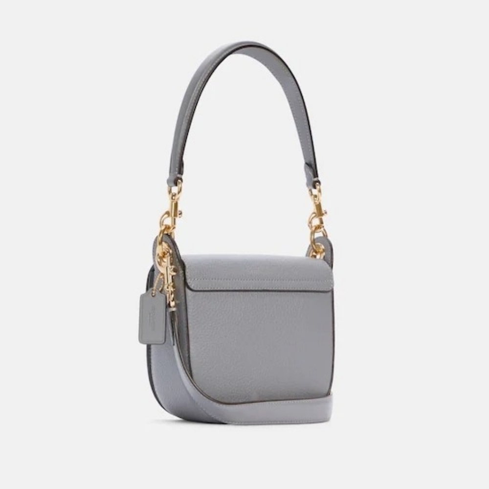 Coach Kleo Shoulder Bag 17 Suede Granite Gray With Gold Hardware  Crossbody - Picture 4 of 15